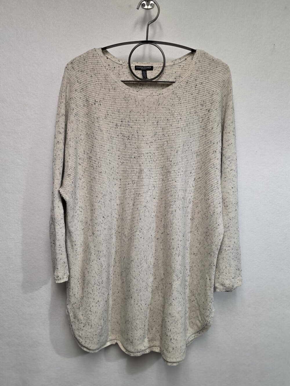 Eileen Fisher Organic Cotton Speckle Crew Neck Tunic Sweater Womens Size 2X